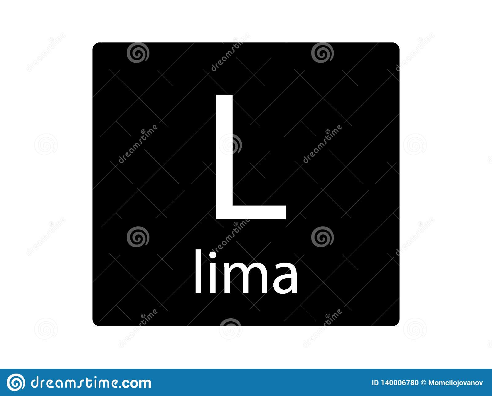 NATO Phonetic Alphabet Letter Lima Stock Vector