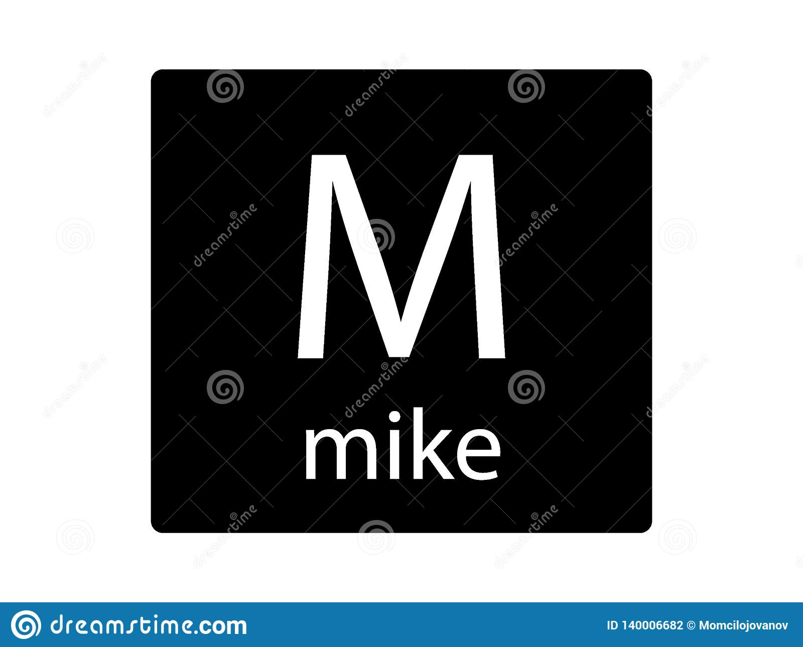 NATO Phonetic Alphabet Letter Mike Stock Vector